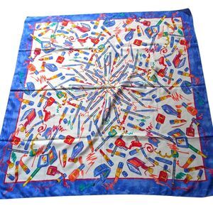 Vintage 90s Avon Makeup Lipstick Nail Polish Artsy Scarf 34x34